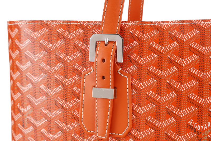 GOYARD SAC MARINE GALANTE GM ORANGE GOYARDINE CANVAS SILVER HARDWARE WITH DUST COVER