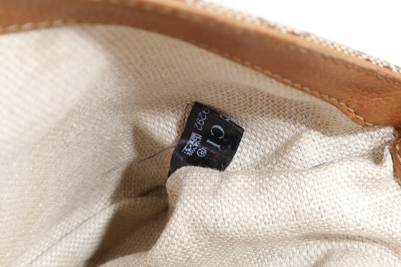 GUCCI VINTAGE BEIGE AND BROWN GG CANVAS MARRAKECH EVENING BAG GOLD HARDWARE WITH DUST COVER