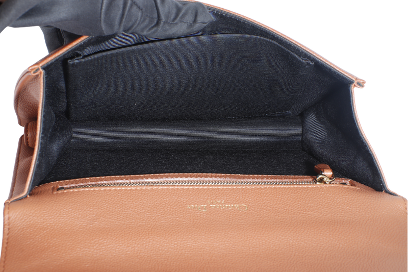 CHRISTIAN DIOR DIORAMA SHOULDER BAG (09-BO-0176) COPPER BROWN LEATHER GOLD HARDWARE WITH STRAPS , CARD AND DUST COVER