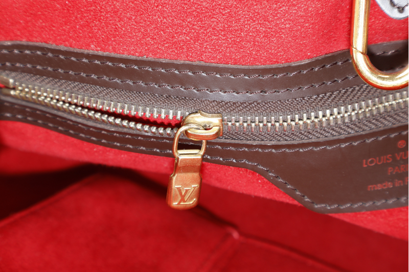 LOUIS VUITTON HAMPSTEAD MM SHOULDER BAG DAMIER EBENE CANVAS GOLD HARDWARE WITH DUST COVER