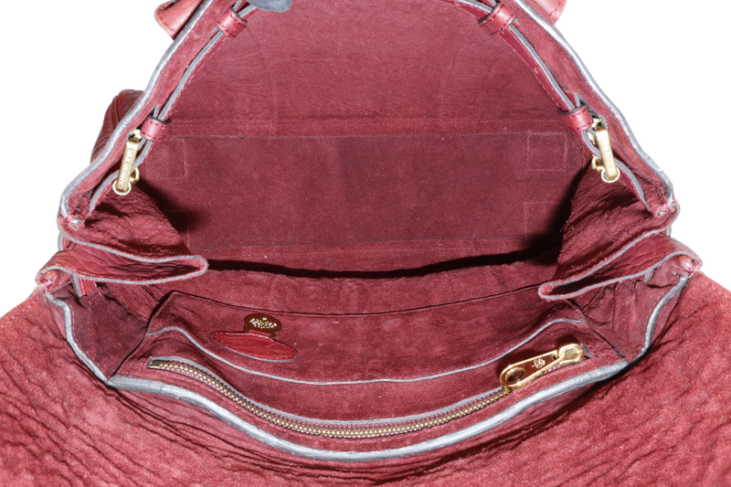MULBERRY THE BAYSWATER SATCHEL BURGUNDY LEATHER GOLD HARDWARE NO DUST COVER