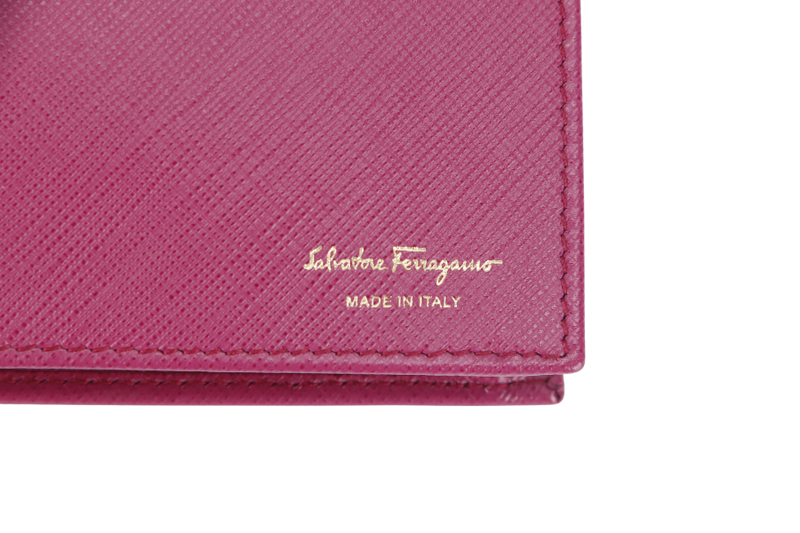 SALVATORE FERRAGAMO MISS VARA BOW CROSSBODY WALLET ON CHAIN (KM22B850) DARK PINK LEATHER GOLD HARDWARE WITH BOX