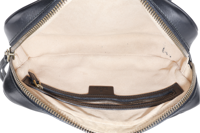 GUCCI GG MARMONT SQUARE BELT BAG BLACK LEATHER GOLD HARDWARE NO DUST COVER