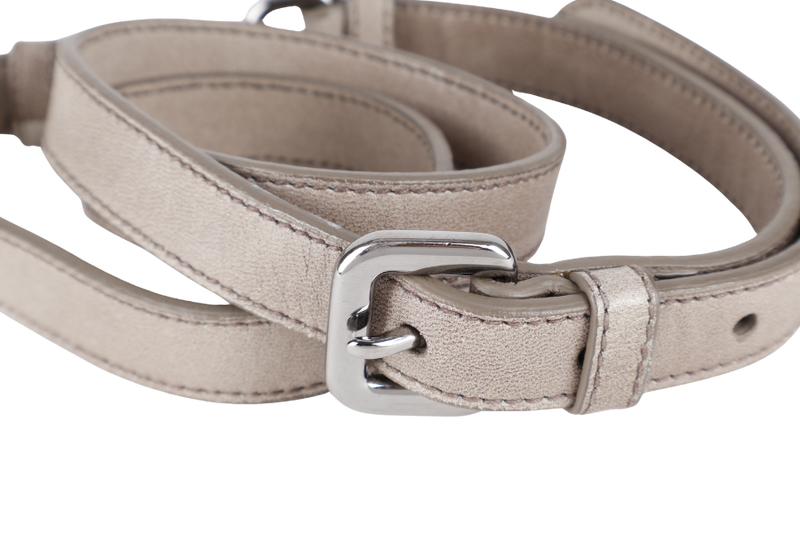PRADA NAPPA GAUFRE (BN1935) GREY LEATHER SILVER HARDWARE WITH STRAPS, CARD AND DUST COVER