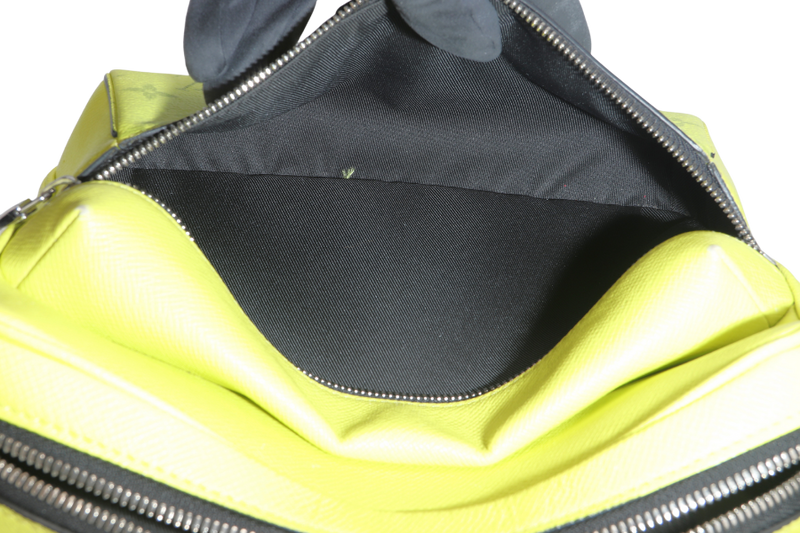 LOUIS VUITTON MONOGRAM TAIGARAMA OUTDOOR NEON YELLOW WITH STRAPS, DUST COVER AND BOX