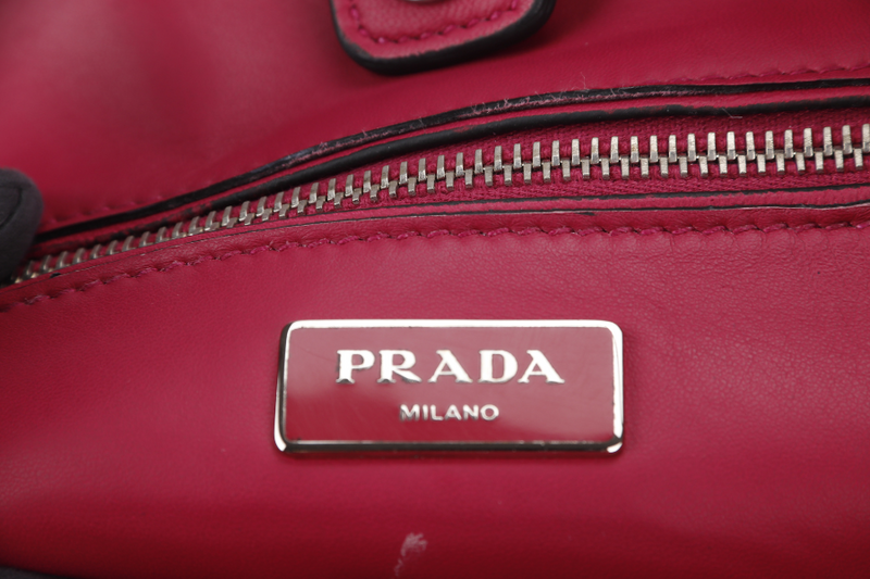 PRADA 2WAYS BAG (BN2625) MEDIUM PINK SUEDE SILVER HARDWARE WITH DUST COVER AND STRAP