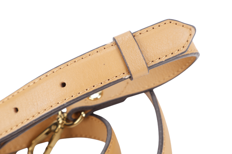 MCM VISETOS TWO WAY BAG BROWN CALFSKIN LEATHER GOLD HARDWARE WITH STRAPS, DUST COVER AND CARD