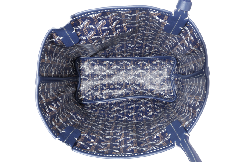GOYARD MINI ANJOU NAVY BLUE GOYARDINE WITH POUCH WITH DUST COVER