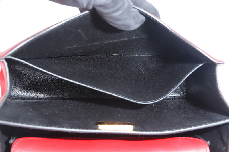 PRADA CAHIER SHOULDER BAG RED, BLACK SAFFIANO LEATHER NO DUST COVER