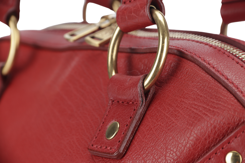 YVES SAINT LAURENT (YSL) MUSE BAG(156464 213317) LARGE RED LEATHER GOLD HARDWARE WITH DUST COVER, LOCK & KEYS