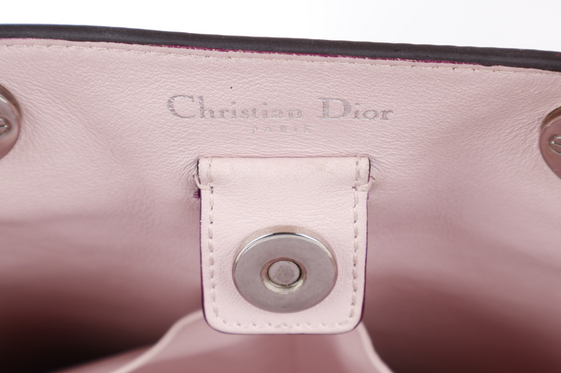 CHRISTIAN DIOR DIORISSIMO TOTE BAG (09-MA-0173) LARGE PINK PEBBLED LEATHER, SILVER HARDWARE, WITH CARD, STRAP & DUST COVER