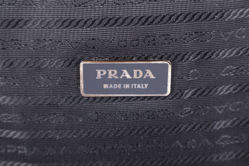PRADA BLACK NYLON TESSUTO BUSINESS BAG SAFFIANO LEATHER TRIM SILVER HARDWARE WITH SHOULDER STRAP NO DUST COVER