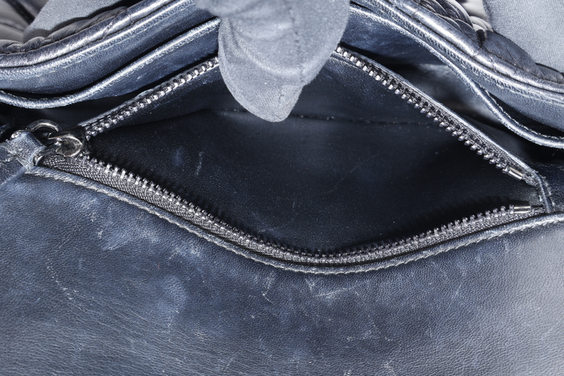 CHRISTINE DIOR CARO BLACK SMALL LEATHER 2WAYS BAG PALLADIUM HARDWARE NO DUST COVER