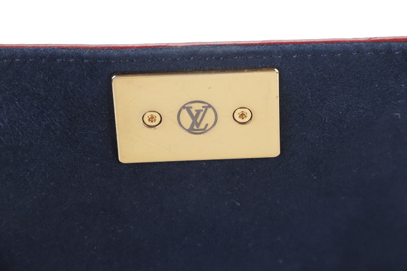 LOUIS VUITTON MARIGNAN BLUE MONOGRAM EMPREINTE LEATHER GOLD HARDWARE WITH STRAPS AND DUST COVER