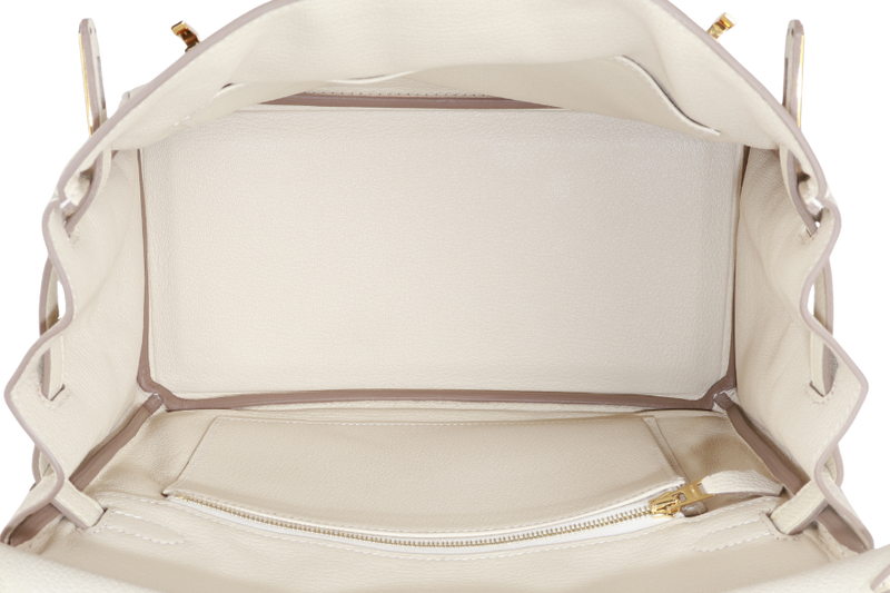 HERMES BIRKIN 25 CRAIE TOGO GOLD HARDWRAE STAMP W (YEAR 2024) WITH TWILLY, KEYS&LOCK AND BOX