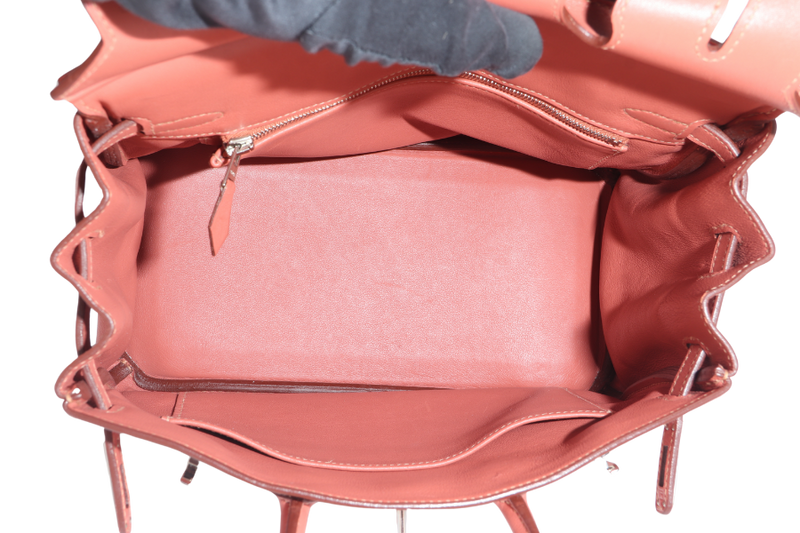 HERMES BIRKIN 25 ROSY PINK SWIFT LEATHER SILVER HARDWARE STAMP L (YEAR 2008) WITH LOCK, KEYS, NO DUST COVER