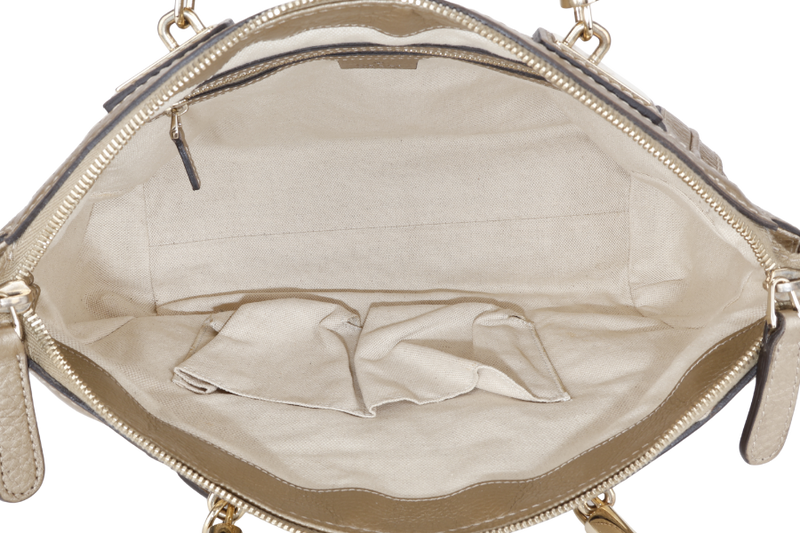 GUCCI BAMBOO 2WAY TOTE BAG GOLD LEATHER GOLD HARDWARE WITH DUST COVER AND STRAPS