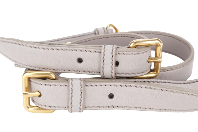 MIU MIU GREY TURNLOCK TOP HANDLE MATELASSE LEATHER 2WAY BAG GOLD HARDWARE WITH LEATHER STRAPS NO DUST COVER