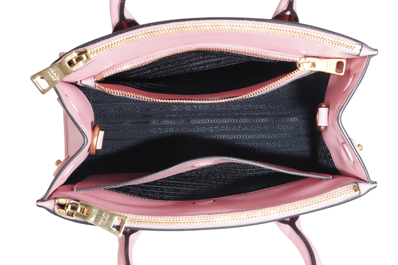 PRADA PARADIGME BAG (1BA103) PINK SAFFIANO LEATHER GOLD HARDWARE WITH STRAP AND DUST COVER