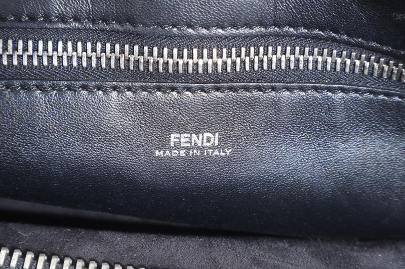 FENDI DOT COM BAG BLACK CALF LEATHER SILVER HARDWARE WITH DUST COVER