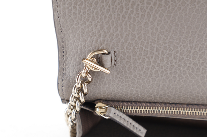 GUCCI INTERLOCKING G W.O.C GREY LEATHER GOLD HARDWARE NO DUST COVER