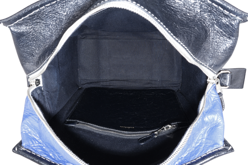 BALENCIAGA MULTICOLOR STRIPED LEATHER BAZAR TOTE BAG SILVER HARDWARE WITH STRAPS NO DUST COVER