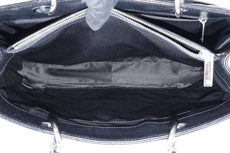 CHANEL GST BLACK CAVIAR LEATHER (2015xxxx) SILVER HARDWARE WITH CARD NO DUST COVER AND NO BOX