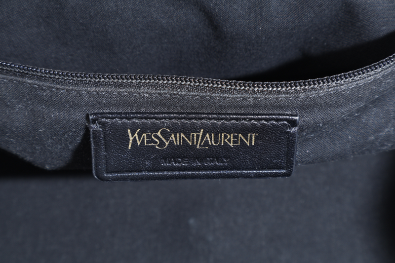YVES SAINT LAURENT (YSL) CABAS Y LIGNE DARK GREY LEATHER GOLD HARDWARE WITH DUST COVER AND STRAPS