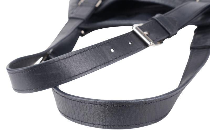 CHRISTIAN DIOR SHOULDER BAG (03-BM-1014) BLACK CANNAGE PATTERNED LEATHER SILVER HARDWARE NO DUST COVER