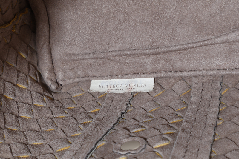 BOTTEGA VENETA VIVO CERVO INTRECCIATO BAG YELLOW LEATHER WITH GREY ANCHOR LINKS WITH LEATHER STRAPS AND DUST COVER