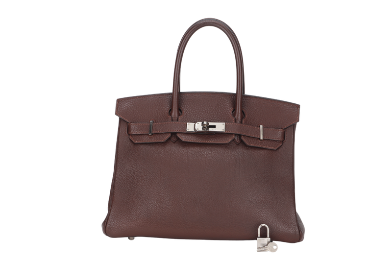 HERMES BIRKIN 30 (STAMP C SQUARE) BRULEE TOGO LEATHER SILVER HARDWARE, WITH KEY & LOCK, NO DUST COVER & BOX