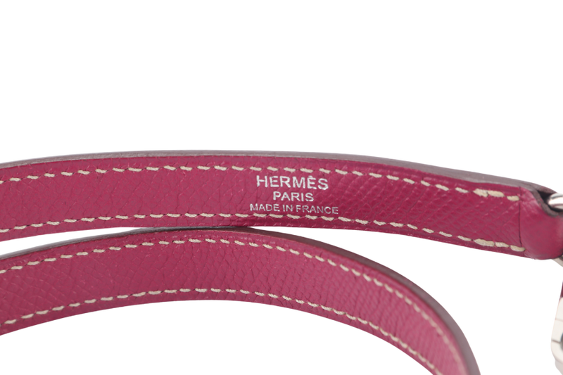 HERMES KELLY 28 CANDY VERSO TOSCA AND ROSE TYRIEN COLOR EPSOM SILVER HARDWARE STAMP O (YEAR 2011) WITH KEYS, LOCK, STRAP AND DUST COVER