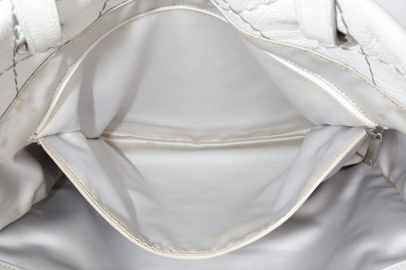 CHANEL ON THE ROAD TOTE BAG SHOULDER QUILTED LEATHER GREY (1333xxxx) SILVER HARDWARE NO DUST COVER