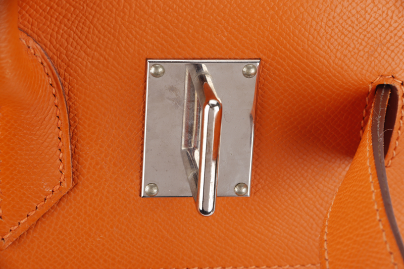 HERMES HAC 40CM FEU COLOR EPSOM LEATHER PALLADIUM HARDWARE STAMP L SQUARE (2008) WITH KEYS LOCK NO DUST COVER