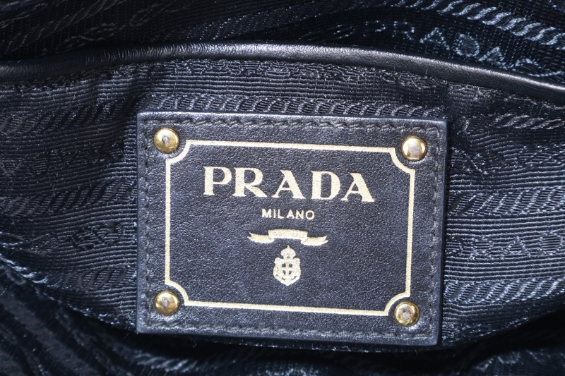 PRADA BN1903 TOP HANDLE BLACK NYLON GOLD HARDWARE NO DUST COVER