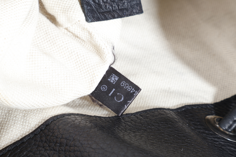 GUCCI BAMBOO BLACK LEATHER BACKPACK WITH DUST COVER