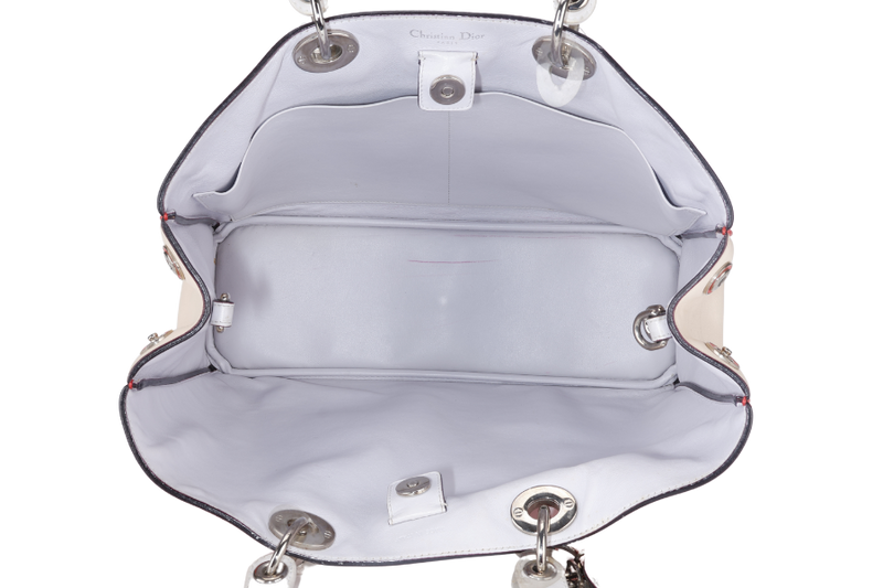 CHRISTIAN DIOR DIORSSIMO TRI COLOR LAMBSKIN BAG SILVER HARDWARE (09-MA-1112) WITH POUCH, STRAPS AND DUST COVER