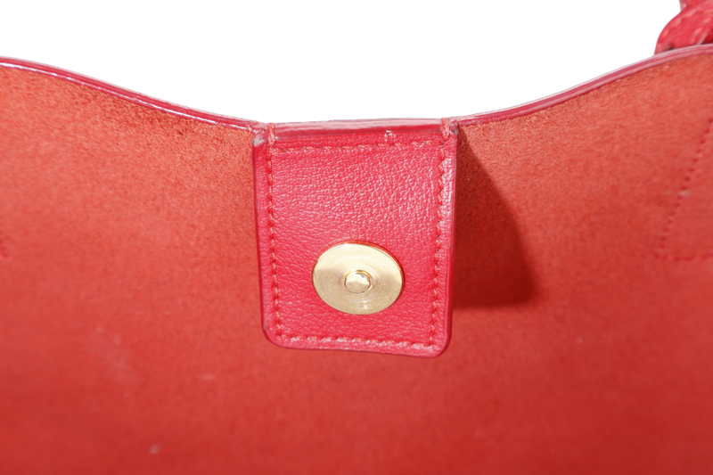 YVES SAINT LAURENT (YSL) EAST WEST TOTE BAG RED LEATHER NO DUST COVER