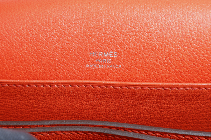 HERMES ROULIS BAG MINI CAPUCINE SWIFT LEATHER SILVER HARDWARE STAMP D (YEAR 2019) WITH DUST COVER AND BOX