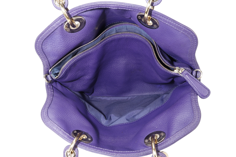 CHRISTIAN DIOR GRANVILLE PURPLE CALF LEATHER GOLD HARDWARE 17-BO-0173 WITH DUST COVER AND STRAPS