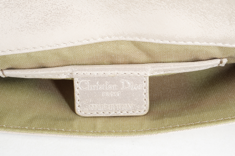 CHRISTIAN DIOR METALLIC GOLD FABRIC CANNAGE FOLDED CLUTCH GOLD HARDWARE WITH CHAIN, DUST COVER AND BOX