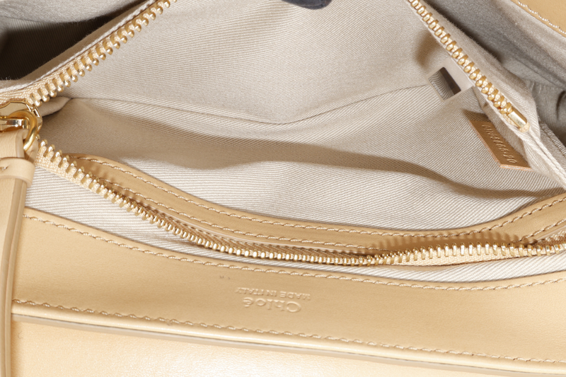 CHLOE C DOUBLE CARRY BAG BEIGE LEATHER GOLD HARDWARE WITH STRAPS AND DUST COVER