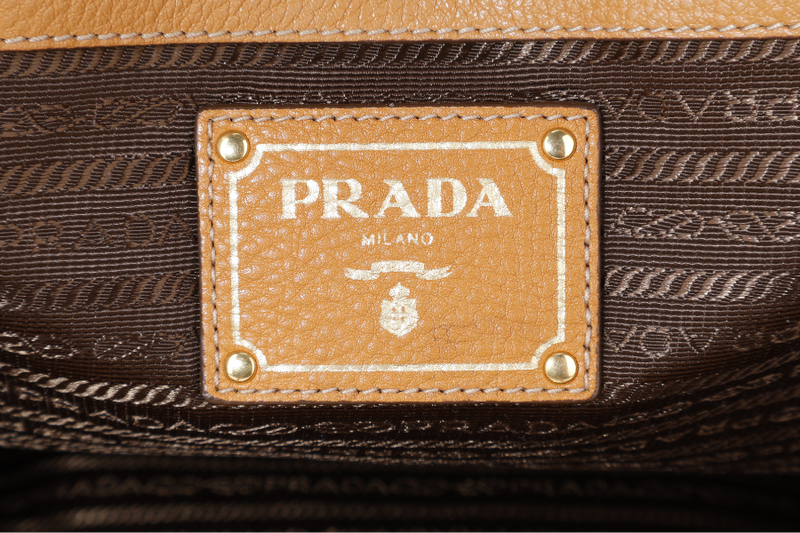 PRADA MUSTARD VITELLO DAINO LEATHER TOTE BAG NO CARD NO DUST COVER