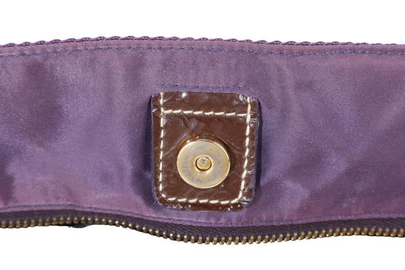 PRADA TESSUTO LOGO TOTE (BS6400) PURPLE NYLON JACQUARD GOLD HARDWARE NO DUST COVER
