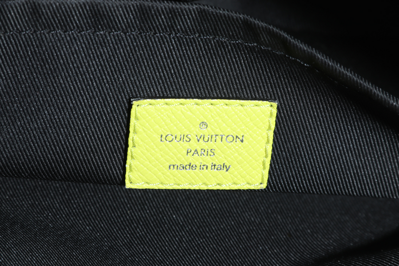 LOUIS VUITTON MONOGRAM TAIGARAMA OUTDOOR NEON YELLOW WITH STRAPS, DUST COVER AND BOX