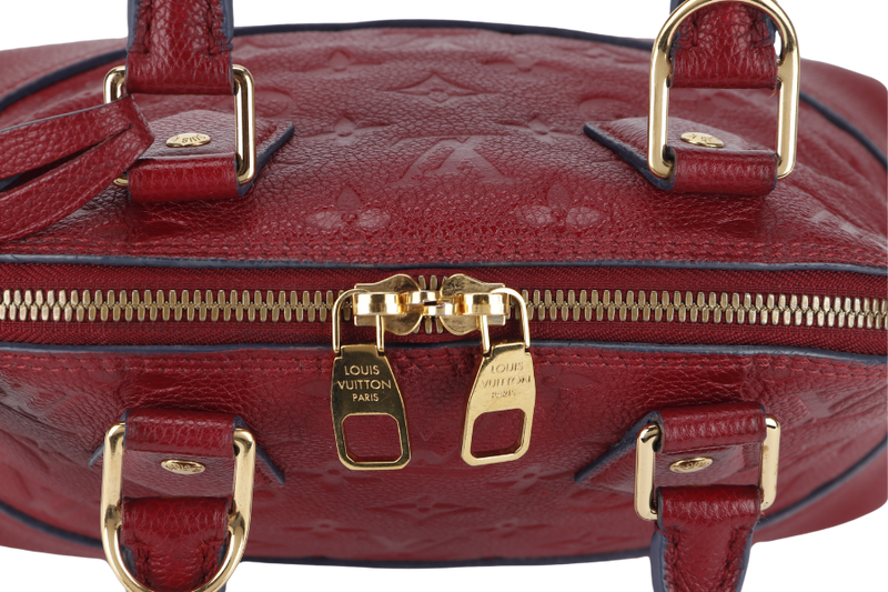 LOUIS VUITTON ALMA NEO BB (M44829) CHERRY BERRY EMPREINTE LEATHER GOLD HARDWARE WITH STRAP, LOCK& KEYS, DUST COVER AND BOX