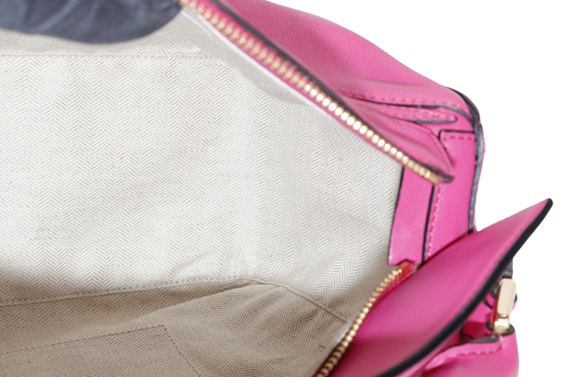 LOEWE PUZZLE EDGE FUSHIA MEDIUM CALFSKIN LEATHER GOLD HARDWARE WITH SLING AND DUST COVER
