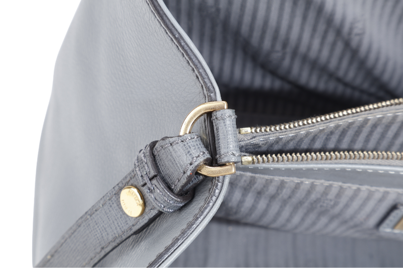 FENDI 2JOURS PETITE (8BH253-D7E-158-0501) GRAY CANVAS LEATHER GOLD HARDWARE NO DUST COVER AND NO BOX