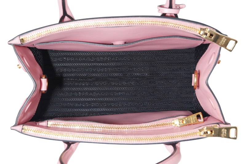 PRADA PARADIGME BAG (1BA103) PINK SAFFIANO LEATHER GOLD HARDWARE WITH STRAP AND DUST COVER