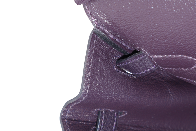 HERMES BIRKIN 25 STAMP T (YEAR 2015) RAISIN COLOR TOGO LEATHER GOLD HARDWARE WITH KEYS, LOCK AND DUST COVER